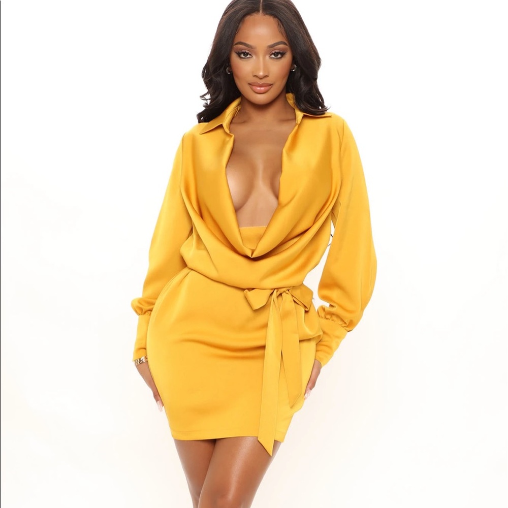 NWT satin cowl neck dress